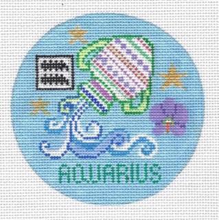 Aquarius Zodiac Ornament Canvas by Doolittle Stitchery (thumbnail)