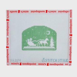 Mint Green Horse Drawn Carriage Silhouette in Forest by Stitch Style Needlepoint (thumbnail)