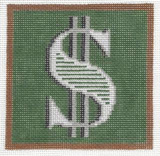 Dollar Sign - Square by Jeni Sandberg Needlepoint (thumbnail)