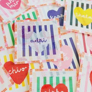 Sorority Heart Needlepoint Canvas: CHI OMEGA by Duo Threads (thumbnail)
