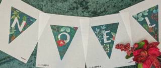 Botanical NOEL Garland green-- 4 individual canvases by Laura Love Designs (thumbnail)